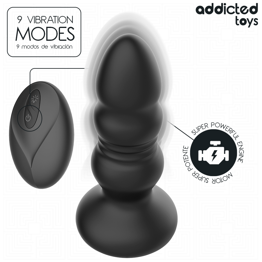 ADDICTED TOYS - TAPPO ANALE ROTANTE E VIBRANTE, LUCE LED, TELECOMANDO – Vibratori anali – foto 4