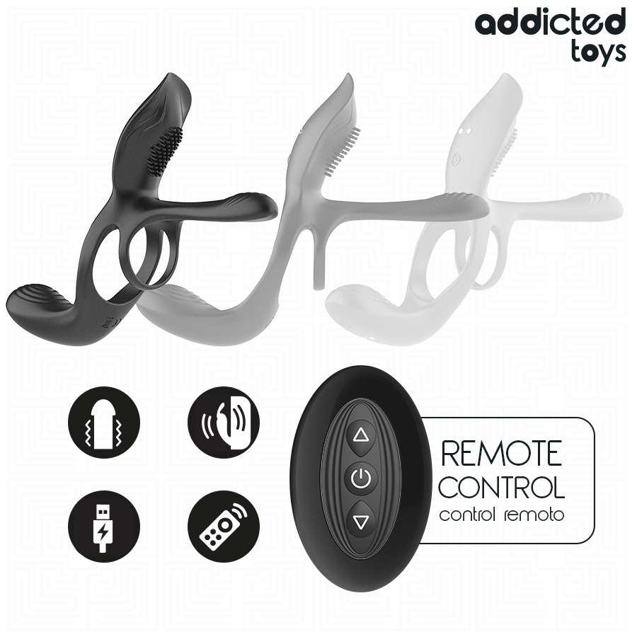 ADDICTED TOYS - DOPPIO ANELLO PER PENE CON STIMOLATORE CLITORIDEO – Cockring con vibrazione – foto 4