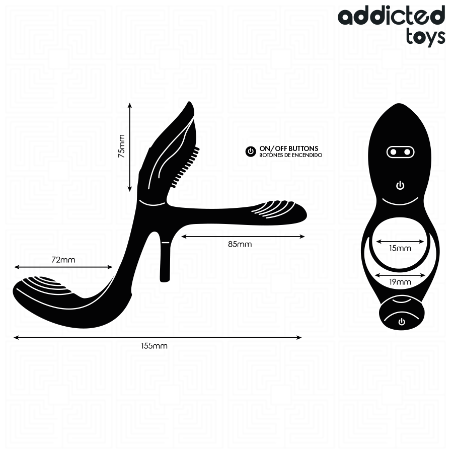 ADDICTED TOYS - DOPPIO ANELLO PER PENE CON STIMOLATORE CLITORIDEO – Cockring con vibrazione – foto 5