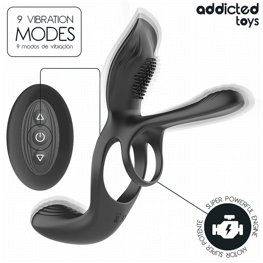 ADDICTED TOYS - DOPPIO ANELLO PER PENE CON STIMOLATORE CLITORIDEO – Cockring con vibrazione – foto 2