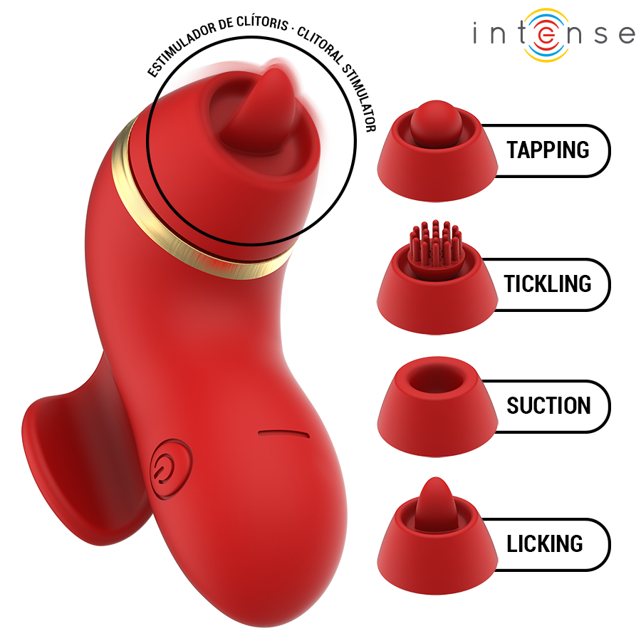 INTENSE - STIMOLATORE PATTY CON 4 TESTINE, ASPIRAZIONE, COLPIMENTO, SOLLETICO E LECCA – Per il clitoride – foto 3
