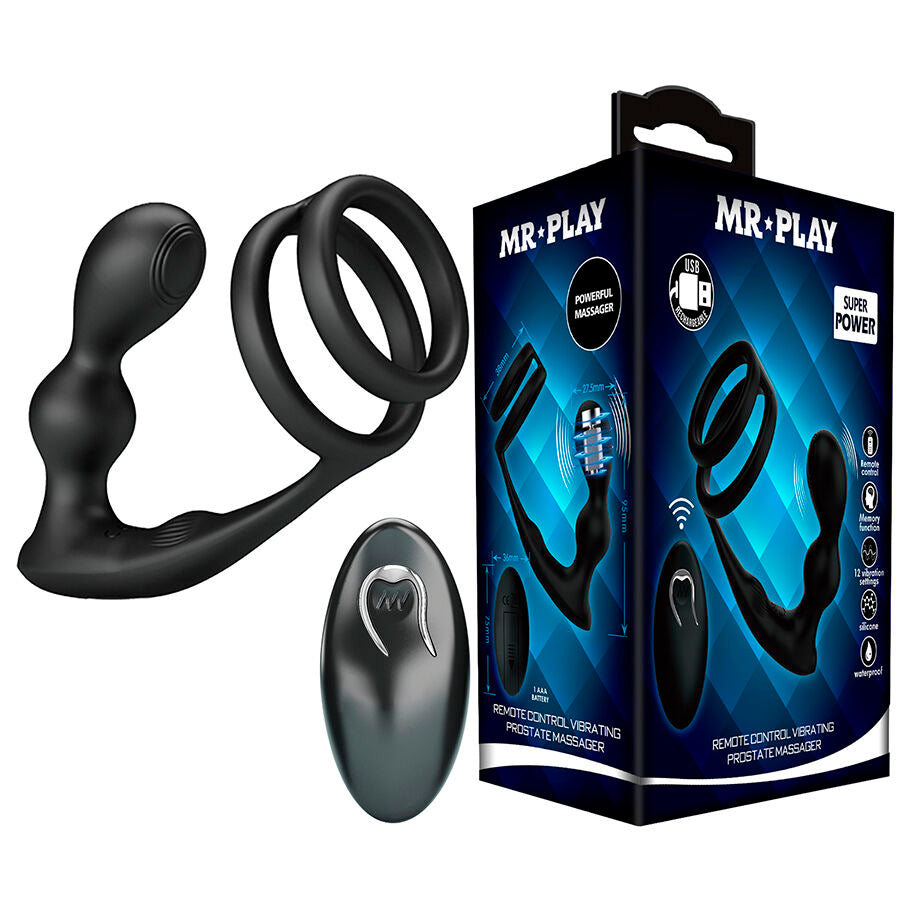 MR PLAY - PLUG ANALE VIBRANTE CON ANELLO PER PENE E TELECOMANDO – Tappi anali – foto 2