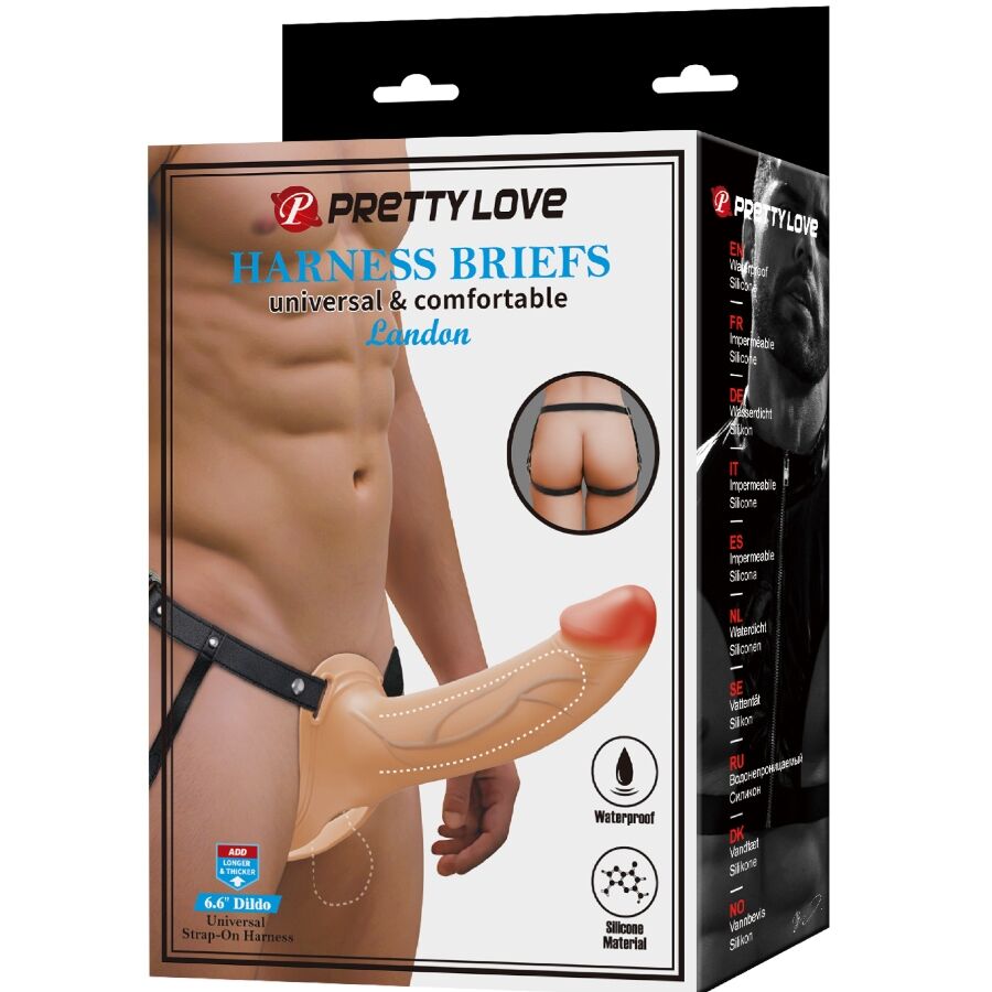 PRETTY LOVE - LANDON STRAP-ON VIBRANTE PELLE CHIARA – Copri pene con estensione – foto 9