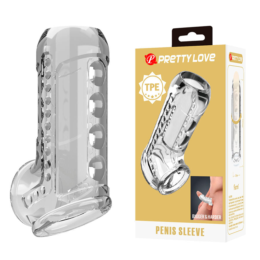 PRETTY LOVE - GUAINA PER PENE TRASPARENTE CON TEXTURE – Manicotti per pene senza estensione – foto 2