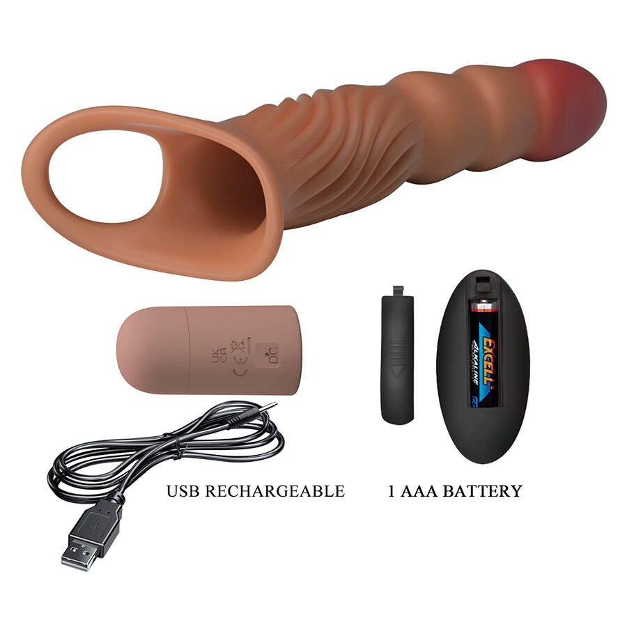 PRETTY LOVE - GUAINA PER PENE TESTURIZZATA CON VIBRAZIONE E TELECOMANDO – Copri pene con estensione – foto 8