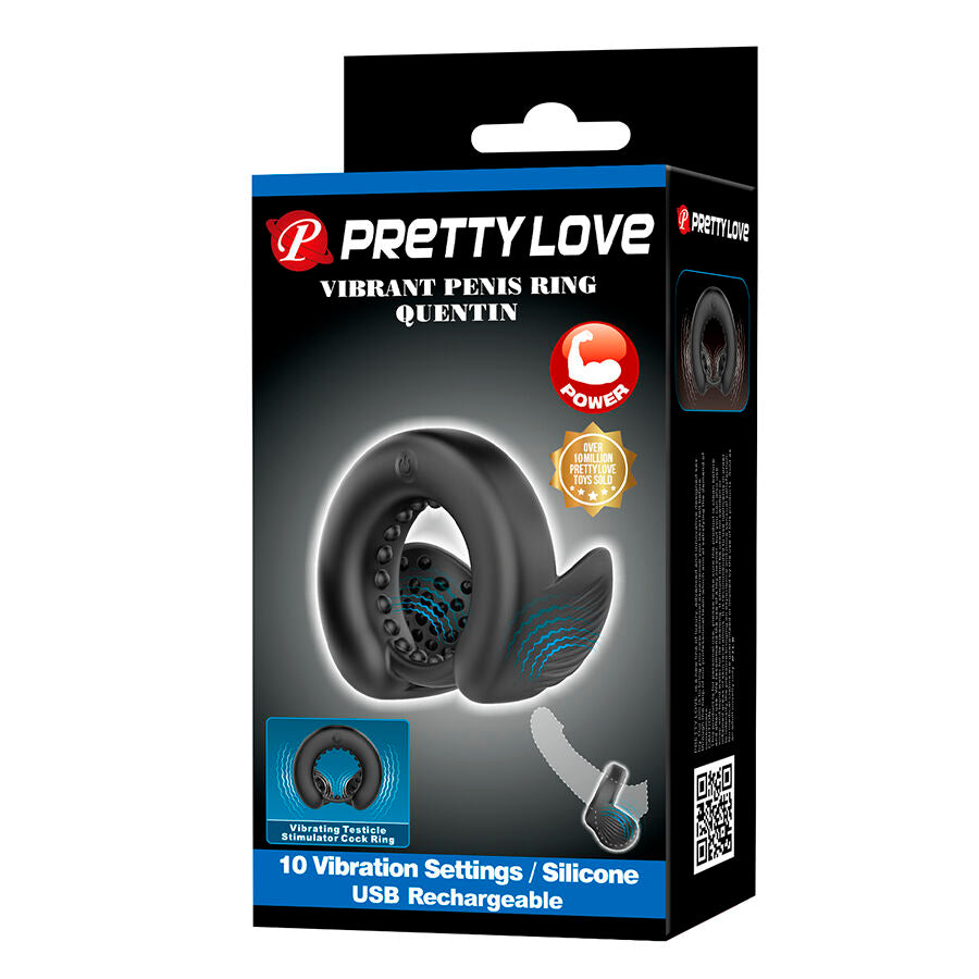PRETTY LOVE - QUENTIN ANELLO PER PENE CON STIMOLATORE TESTICOLARE – Cockring con vibrazione – foto 11