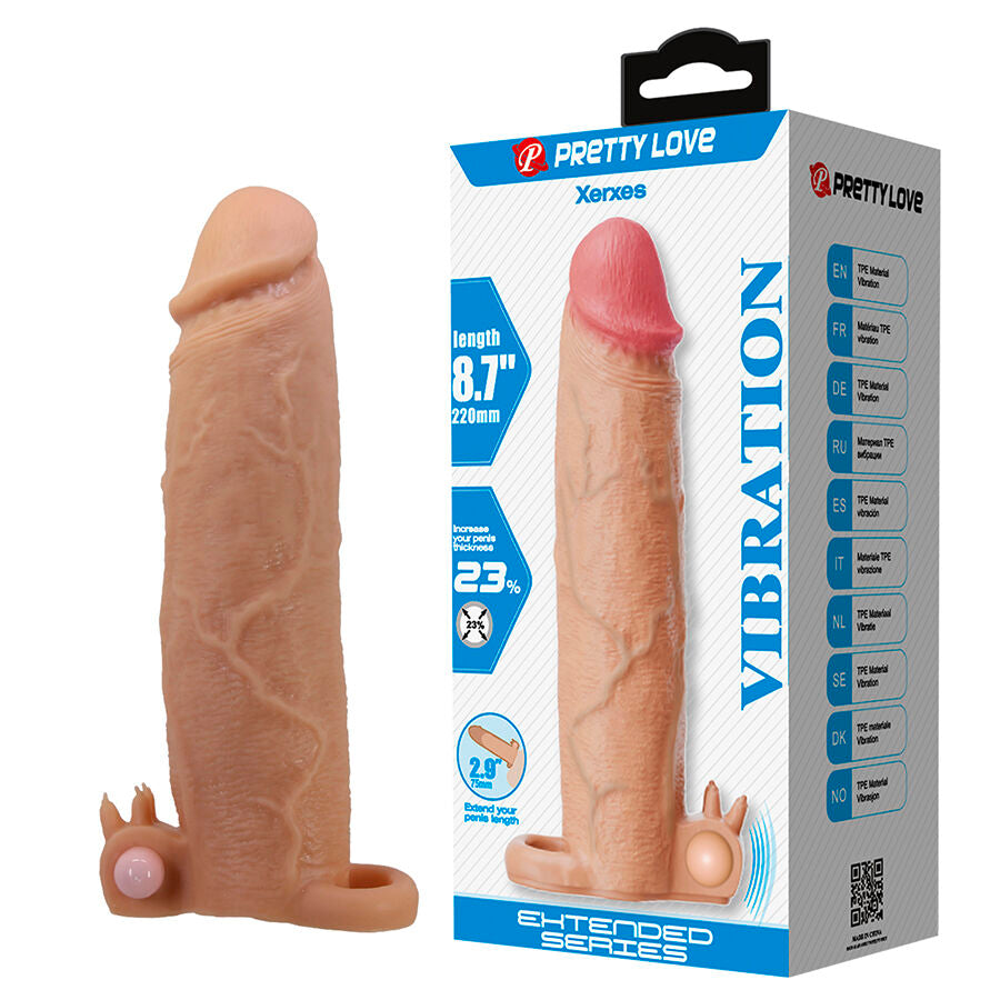 PRETTY LOVE - XERXES GUAINA PER PENE CON STIMOLATORE CLITORIDEO E VIBRAZIONE – Copri pene con estensione – foto 2