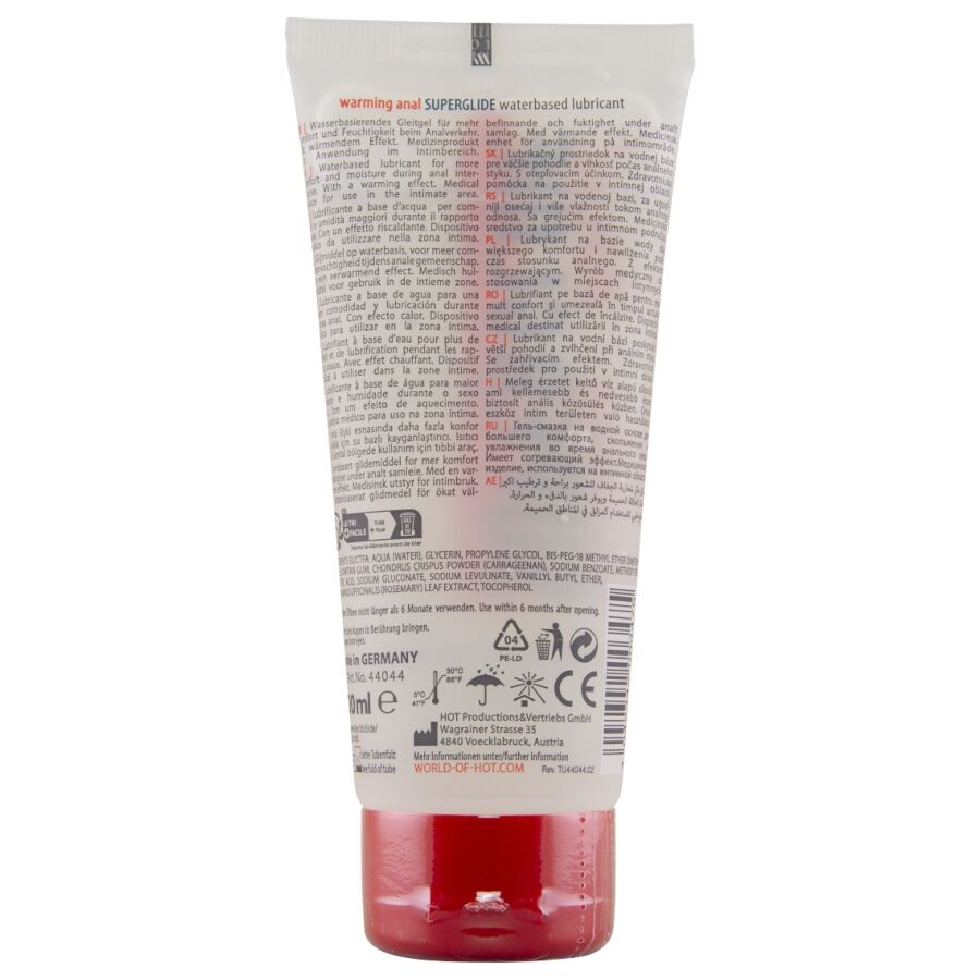 HOT - ANAL SUPERGLIDE LUBRIFICANTE LIQUIDO RISCALDANTE A BASE D'ACQUA 100 ML – Effetto calore – foto 2