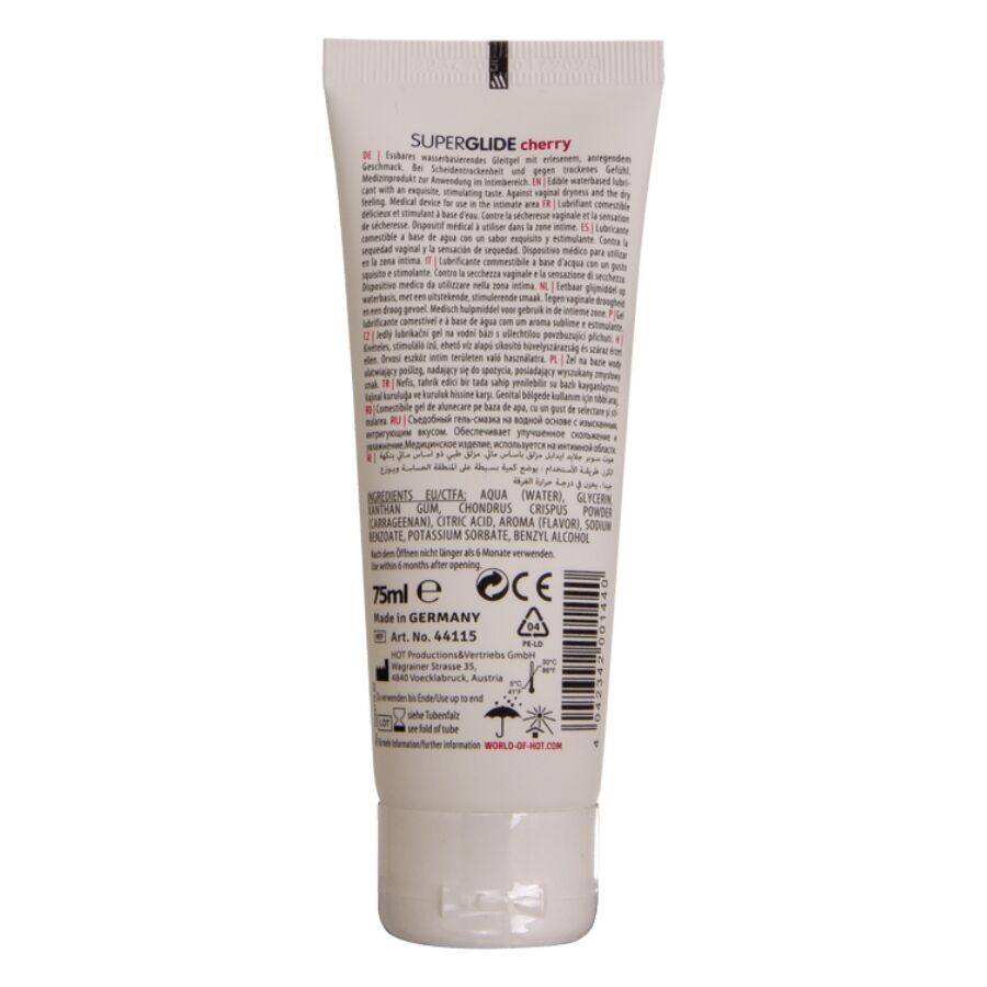 HOT - SUPERGLIDE LUBRIFICANTE COMMESTIBILI A BASE D'ACQUA CILIEGIA 75 ML – Con sapori deliziosi – foto 2