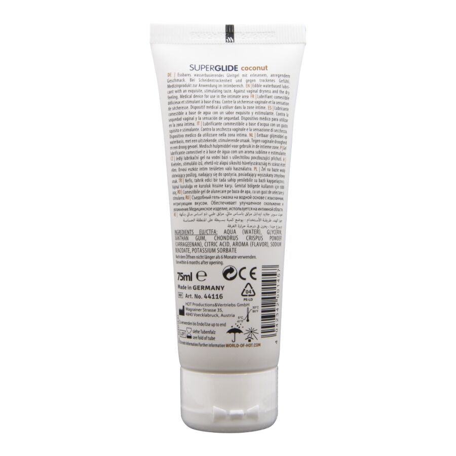 HOT - SUPERGLIDE LUBRIFICANTE COMMESTIBILI A BASE D'ACQUA DI COCCO 75 ML – Con sapori deliziosi – foto 2
