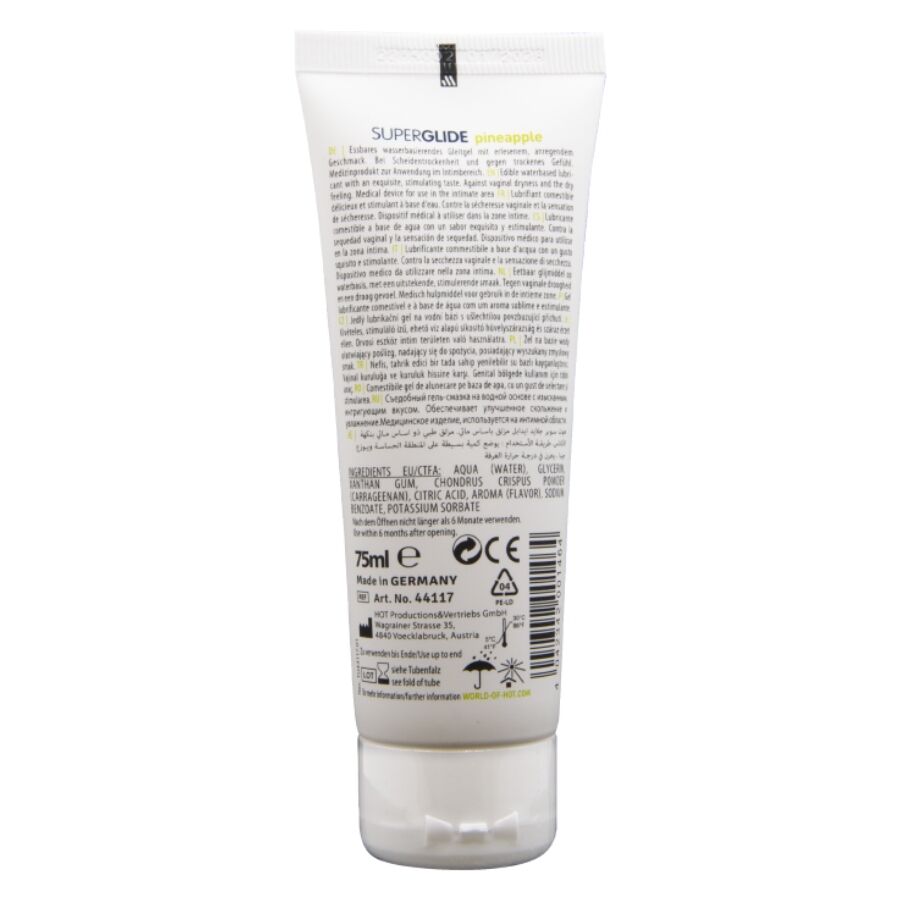 HOT - SUPERGLIDE LUBRIFICANTE COMMESTIBILI A BASE D'ACQUA ANANAS 75 ML – Con sapori deliziosi – foto 2