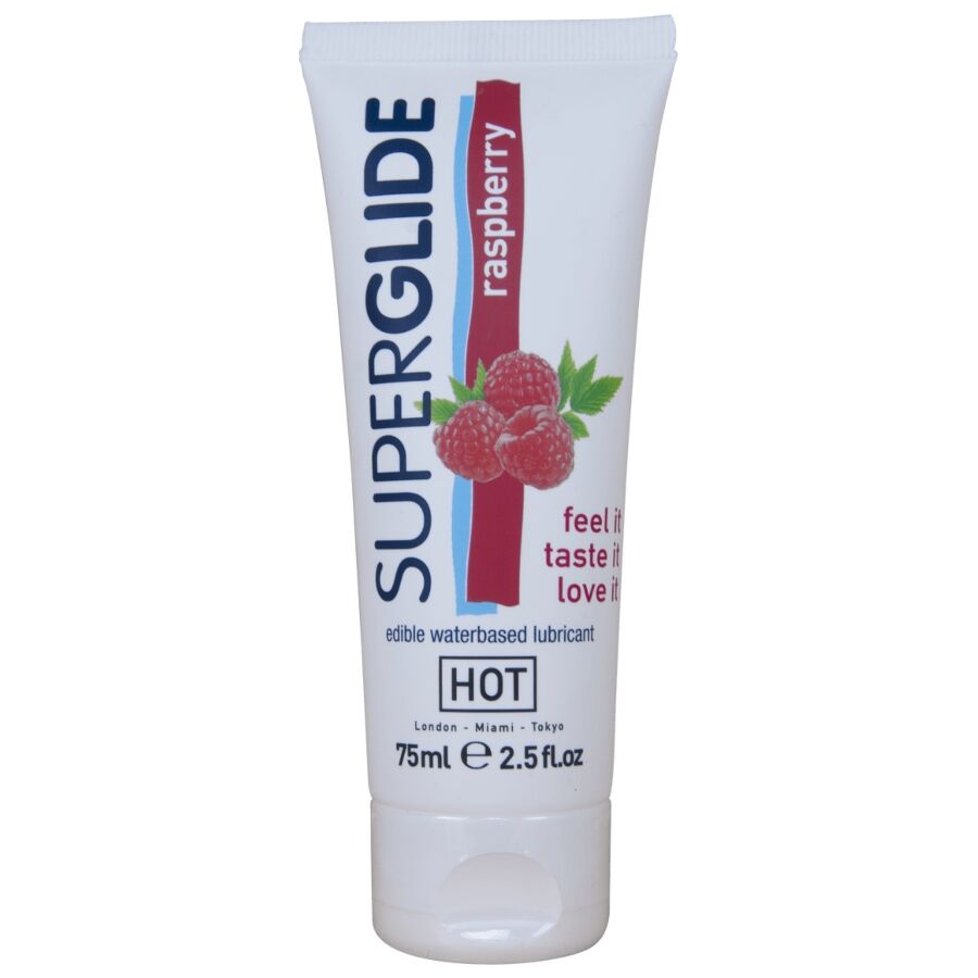 HOT - SUPERGLIDE LUBRIFICANTE COMMESTIBILI A BASE D'ACQUA LAMPONE 75 ML – Con sapori deliziosi