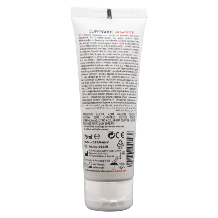 HOT - SUPERGLIDE LUBRIFICANTE COMMESTIBILI A BASE D'ACQUA FRAGOLA 75 ML – Con sapori deliziosi – foto 2