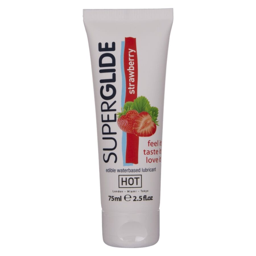 HOT - SUPERGLIDE LUBRIFICANTE COMMESTIBILI A BASE D'ACQUA FRAGOLA 75 ML – Con sapori deliziosi