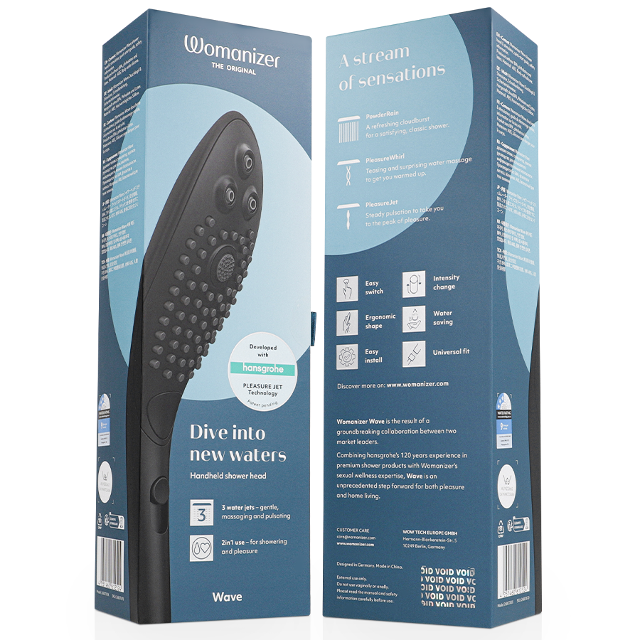 WOMANIZER - SOFFIONE DOCCIA STIMOLANTE CLITORIDEO WAVE NERO – Per il clitoride – foto 7