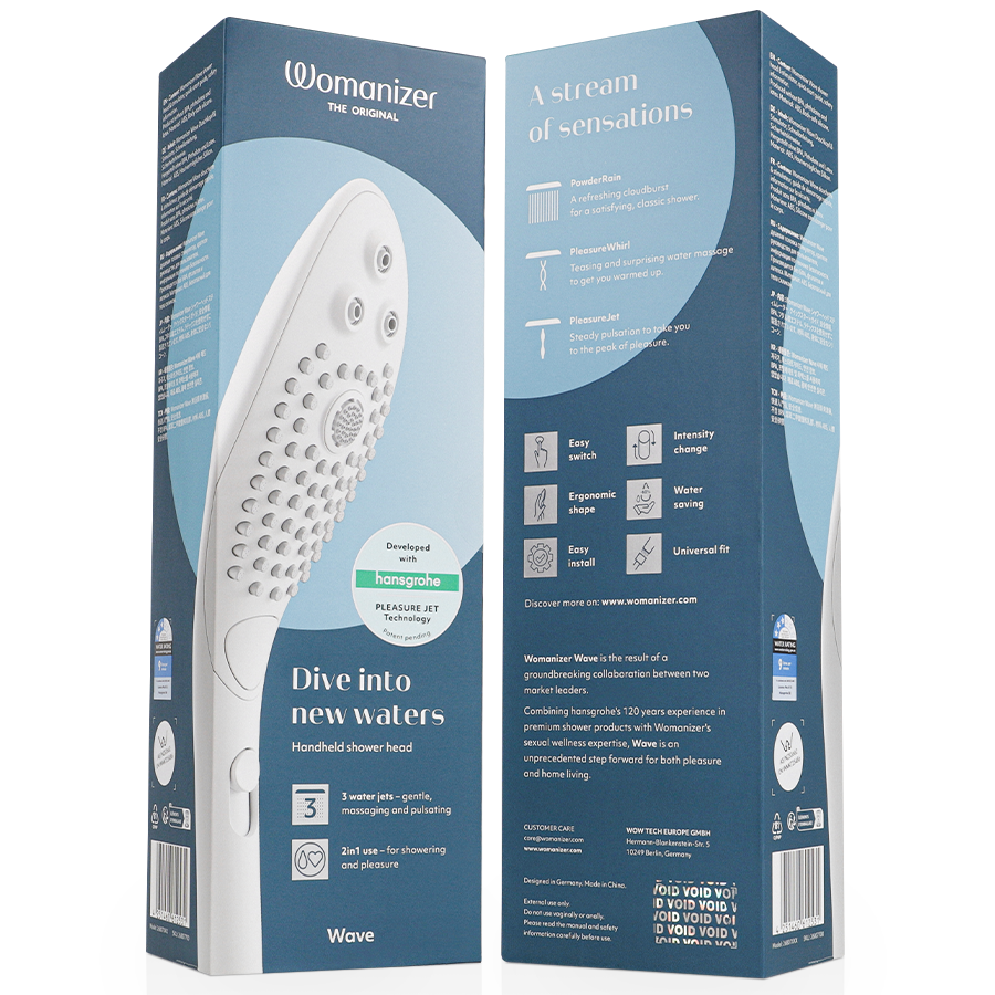WOMANIZER - SOFFIONE DOCCIA STIMOLANTE CLITORIDEO WAVE BIANCO – Per il clitoride – foto 7