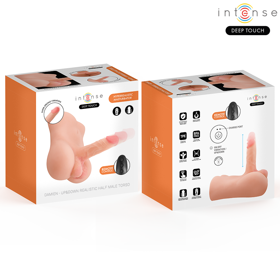 INTENSE DEEP TOUCH - DAMIEN TORSO CON DILDO REALISTICO CON TELECOMANDO A SPINTA E VIBRAZIONE 3,5 KG – Vibratori realistici – foto 3
