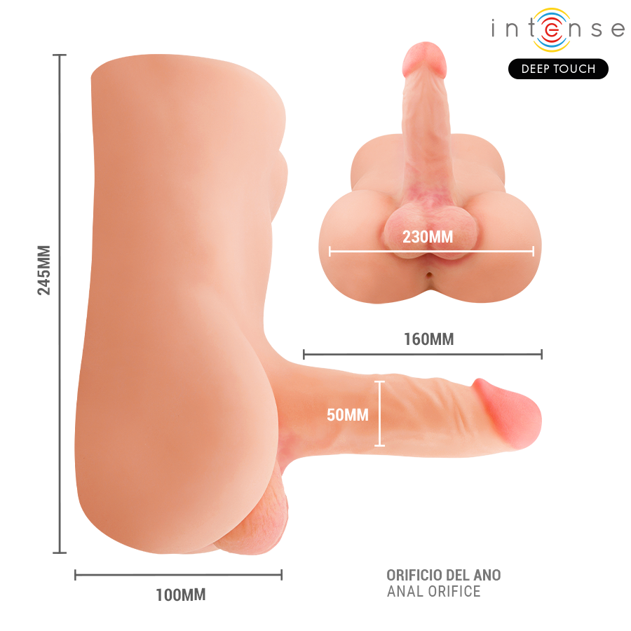 INTENSE DEEP TOUCH - DAMIEN TORSO CON DILDO REALISTICO CON TELECOMANDO A SPINTA E VIBRAZIONE 3,5 KG – Vibratori realistici – foto 6