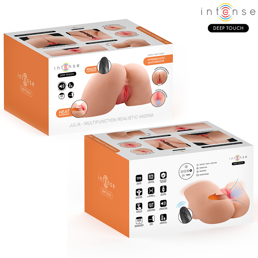 INTENSE DEEP TOUCH - JULIA MASTURBATORE VAGINALE CON ASPIRAZIONE, CALORE, VIBRAZIONE ED EFFETTI VOCALI CON TELECOMANDO 9 KG – Vagine con vibrazione – foto 10