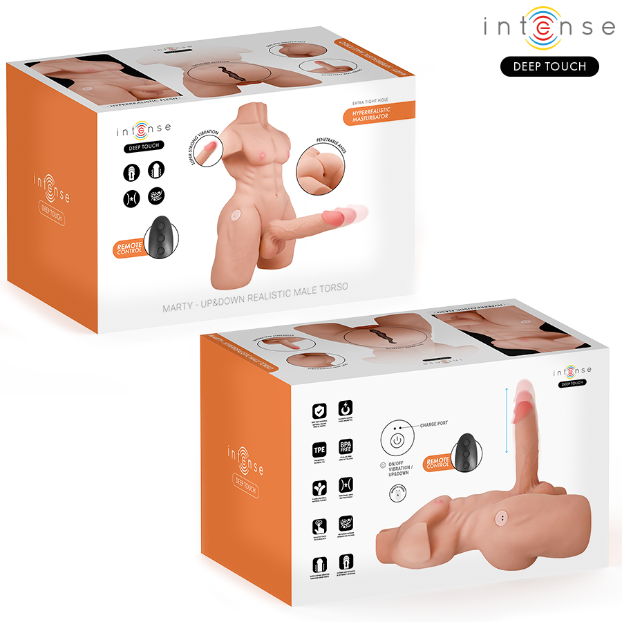 INTENSE DEEP TOUCH - MARTY TORSO CON ANO E DILDO REALISTICO CON SPINTA E VIBRAZIONE, TELECOMANDO, 6,2 KG – Vibratori realistici – foto 3
