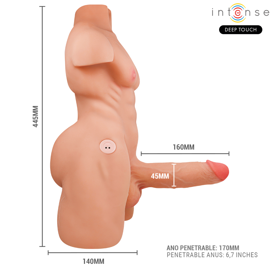 INTENSE DEEP TOUCH - MARTY TORSO CON ANO E DILDO REALISTICO CON SPINTA E VIBRAZIONE, TELECOMANDO, 6,2 KG – Vibratori realistici – foto 6