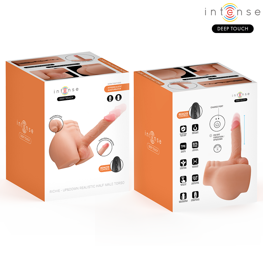 INTENSE DEEP TOUCH - TORSO RICHIE CON ANO E DILDO REALISTICO CON TELECOMANDO A SPINTA E VIBRAZIONE 4,7 KG – Vibratori realistici – foto 3