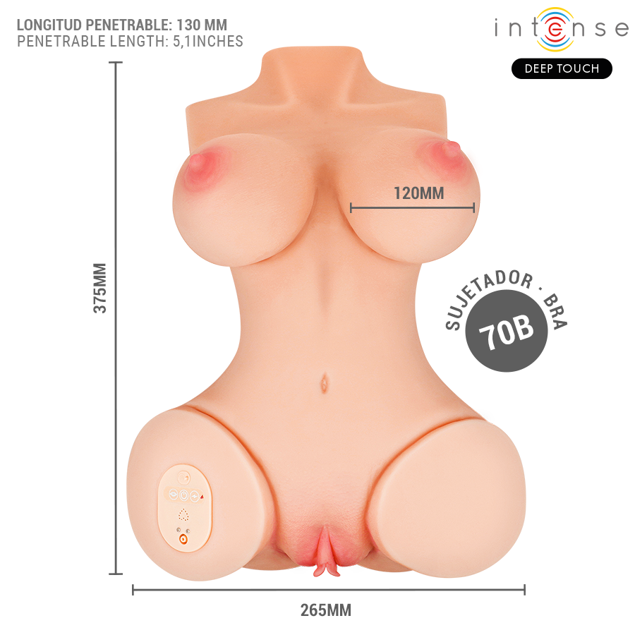 INTENSE DEEP TOUCH - VERO TORSO VAGINA WITH SUCTION, HEAT, VIBRATION AND VOICE EFFECTS L 5.5 KG – Dimensioni reali delle bambole – foto 6