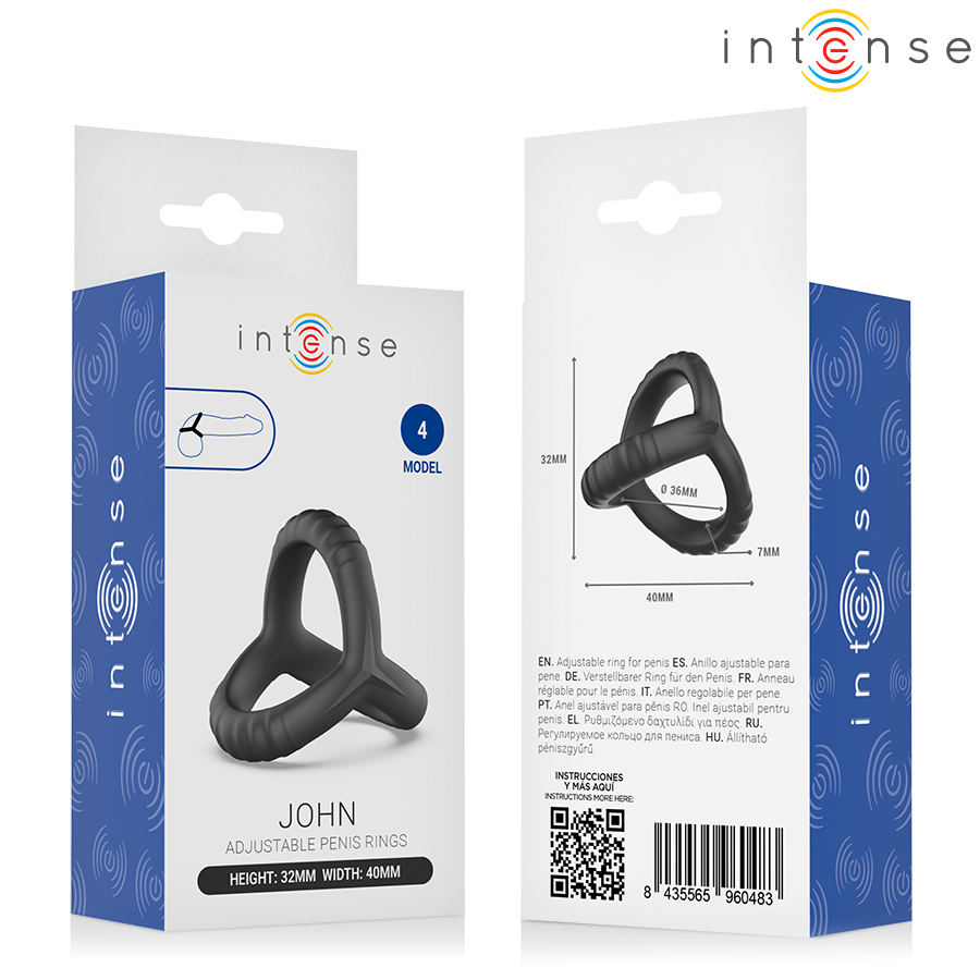 INTENSE - JOHN ANELLO PER PENE TRIPLO REGOLABILE MODELLO 4 – Cockring senza vibrazione – foto 5
