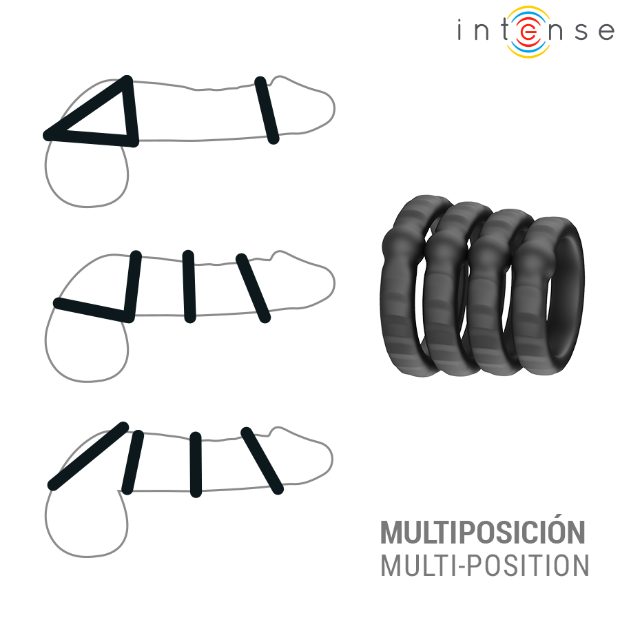 INTENSE - MICHIEL SET DI 4 ANELLI PER PENE MODELLO 10 – Cockring senza vibrazione – foto 3