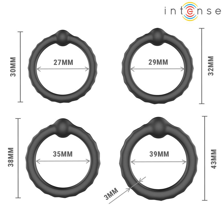 INTENSE - MICHIEL SET DI 4 ANELLI PER PENE MODELLO 10 – Cockring senza vibrazione – foto 5