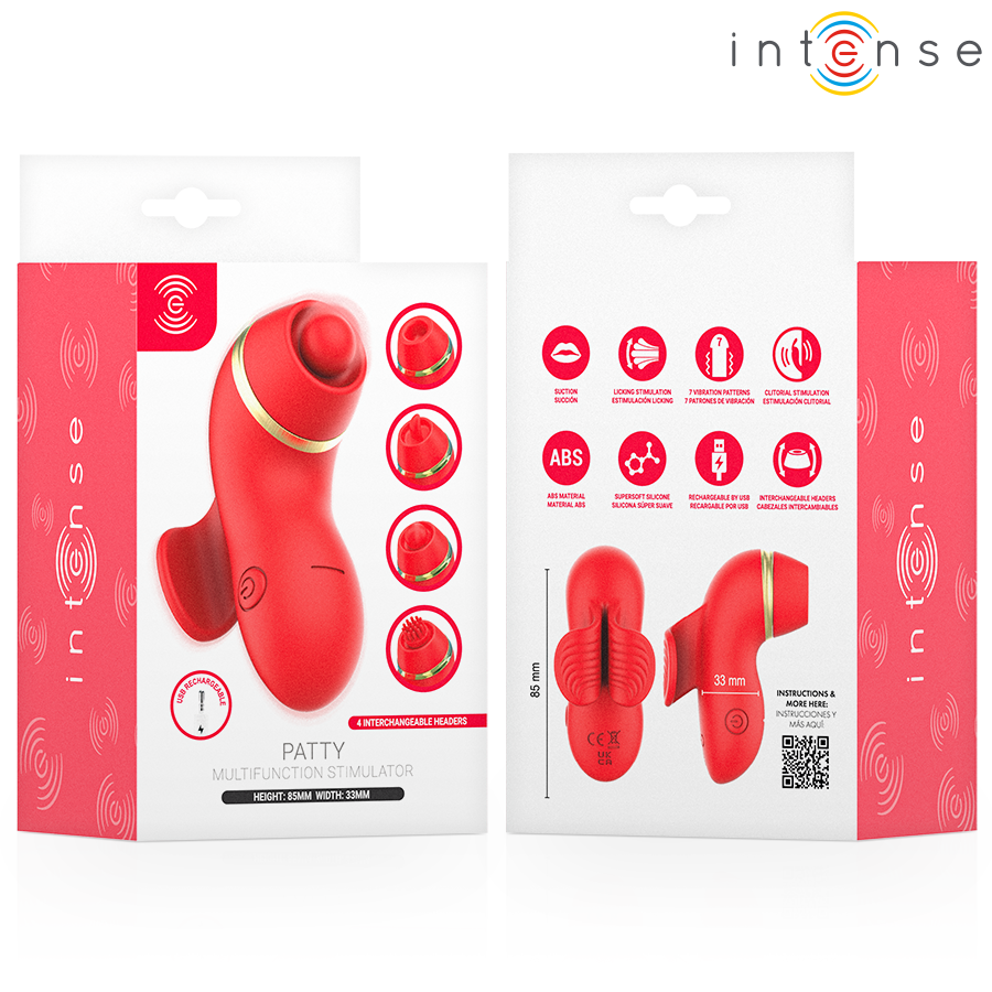 INTENSE - STIMOLATORE PATTY CON 4 TESTINE, ASPIRAZIONE, COLPIMENTO, SOLLETICO E LECCA – Per il clitoride – foto 10