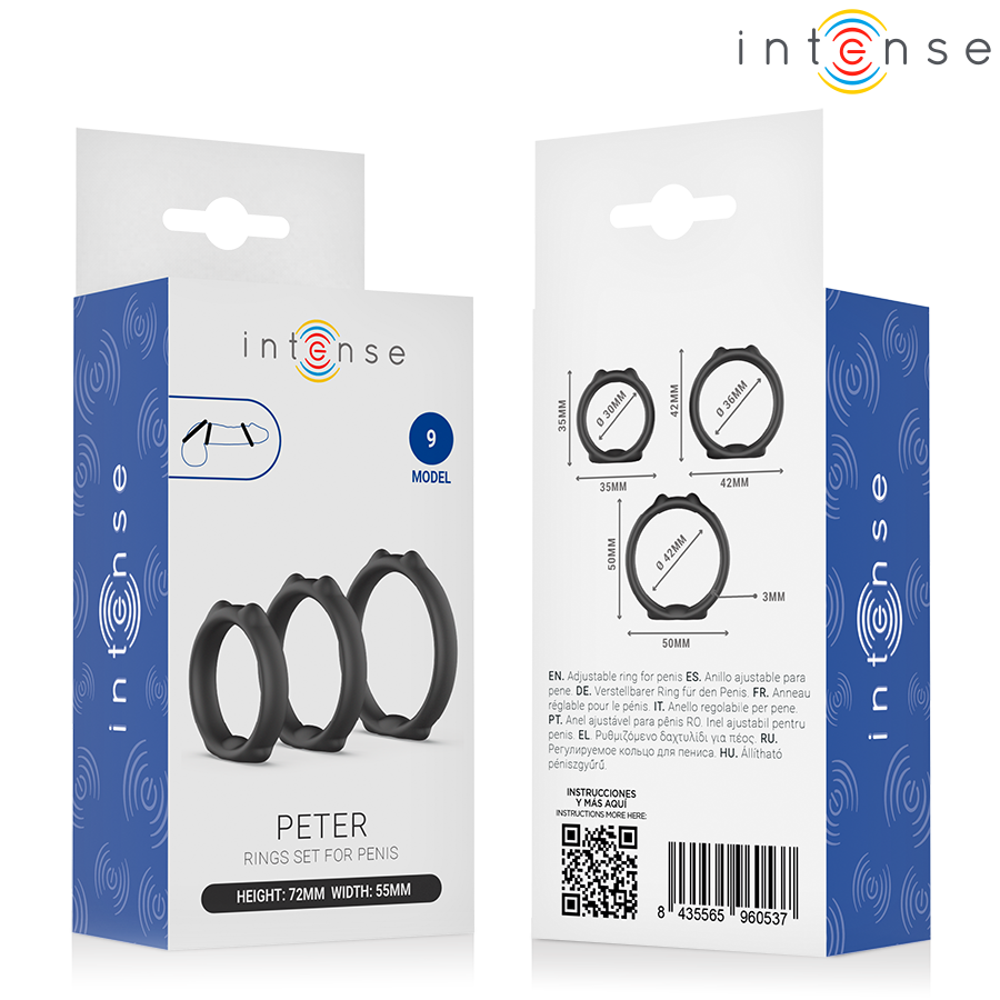 INTENSE - PETER SET DI 3 ANELLI PER PENE MODELLO 9 – Cockring senza vibrazione – foto 6