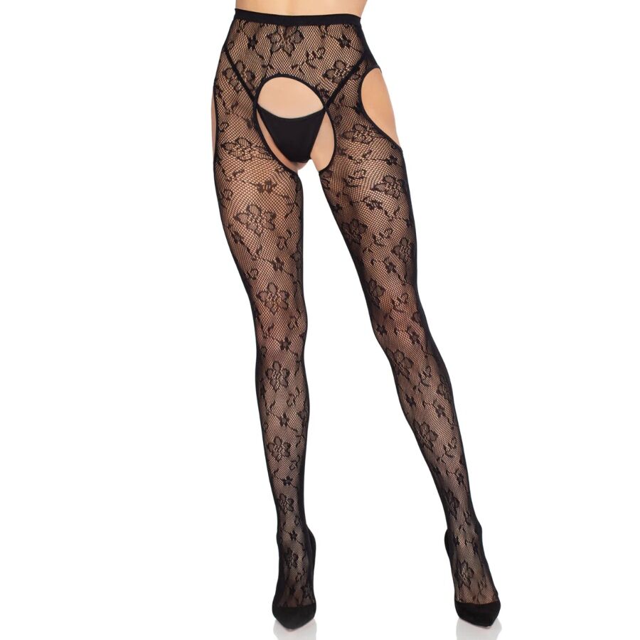 LEG AVENUE - COLLANT CON REGGICALZE BLOOM NET 1967 NERO - TAGLIA UNICA – Calzini – foto 4