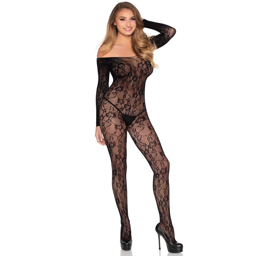 LEG AVENUE - 89366 BODYSTOCKING IN PIZZO NERO - TAGLIA UNICA – Bodystocking – foto 2