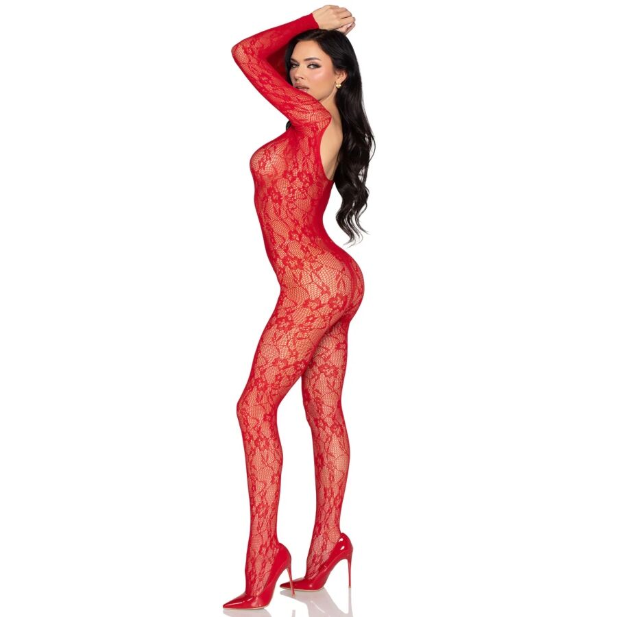 LEG AVENUE - 89366 BODYSTOCKING IN PIZZO ROSSO - TAGLIA UNICA – Bodystocking – foto 4