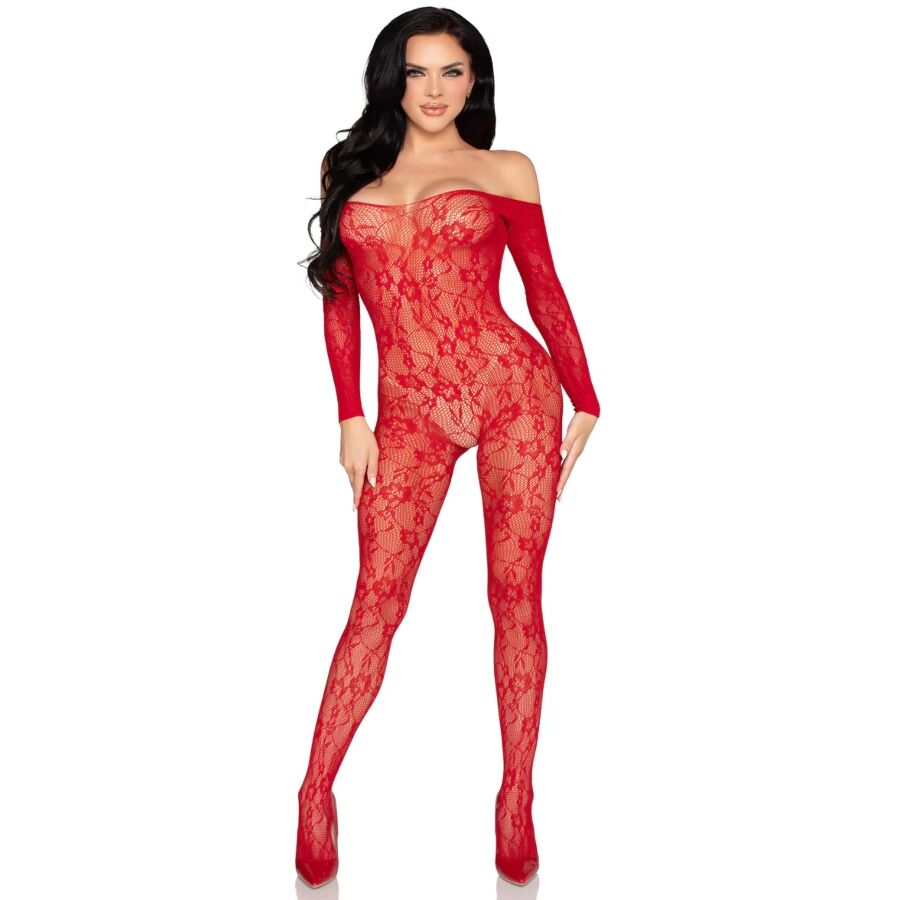 LEG AVENUE - 89366 BODYSTOCKING IN PIZZO ROSSO - TAGLIA UNICA – Bodystocking – foto 5
