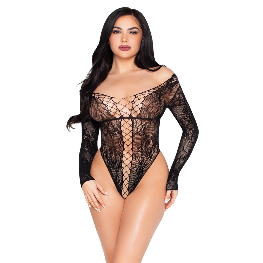 LEG AVENUE - 89370 TEDDY IN RETE E PIZZO NERO - TAGLIA UNICA – Body