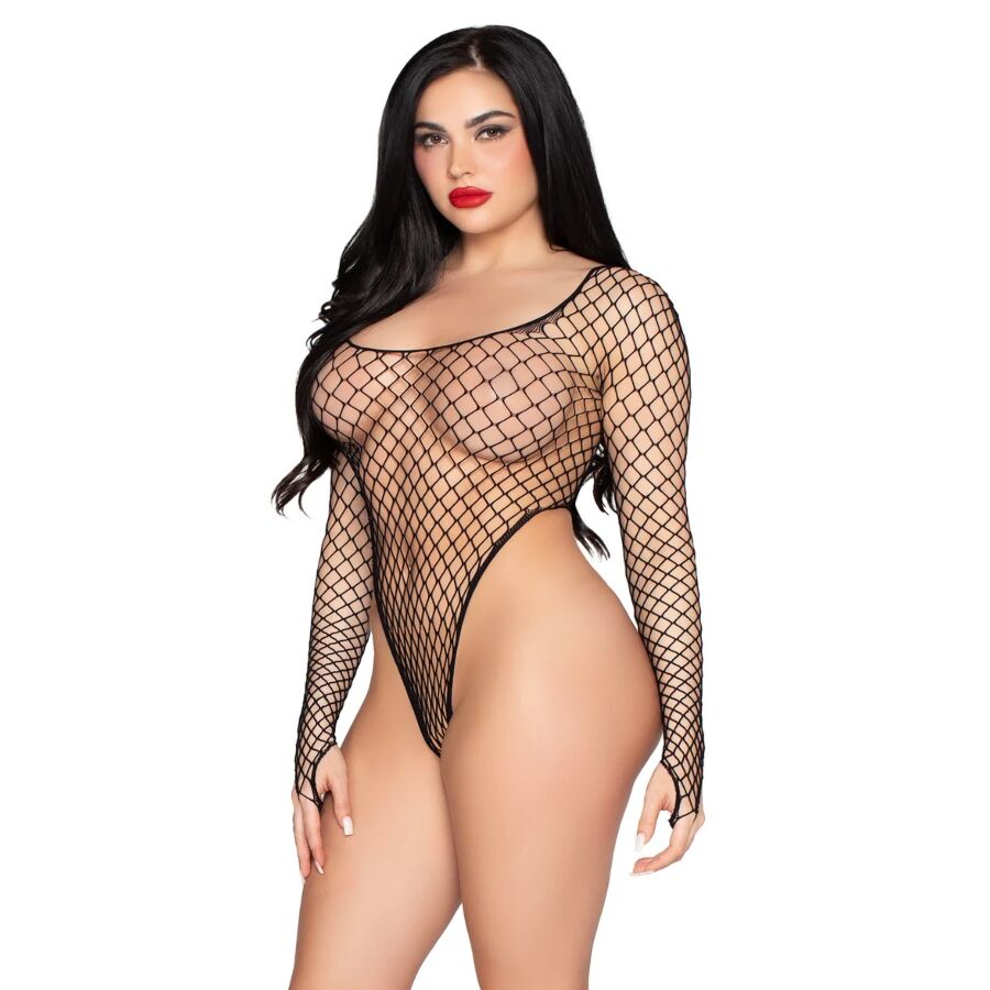 LEG AVENUE - 89377 BODY IN RETE INDUSTRIALE SCOLLATO NERO - TAGLIA UNICA – Abiti sexy – foto 2