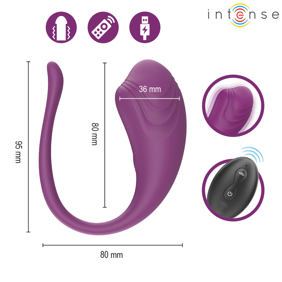 INTENSE - OLIVIA PURPLE UOVO VIBRANTE CON TELECOMANDO – Uova vibranti – foto 6