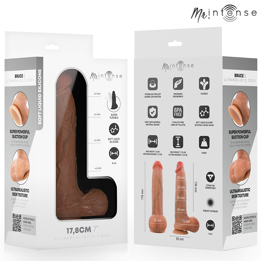MR INTENSE - DILDO IN SILICONE DI BRUCE S CON TESTICOLI 17,8 CM -Ø- 4 CM – Peni realistici – foto 8