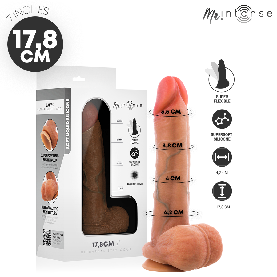 MR INTENSE - GARY S PENE IN SILICONE ULTRA-REALISTICO CON TESTICOLI 17,8 CM -Ø- 4,2 CM – Peni realistici