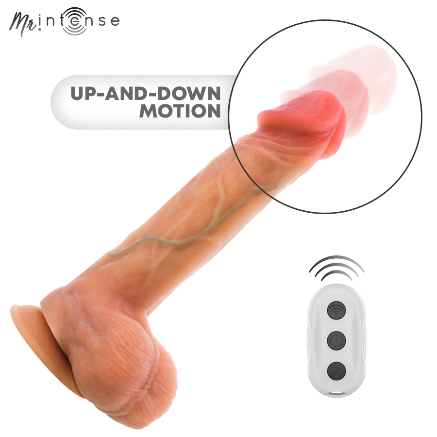 MR INTENSE - DILDO VIBRANTE LOGAN IN SILICONE CON EFFETTO CALORE E TELECOMANDO 20 CM -Ø- 4,1 CM – Vibratori realistici – foto 6