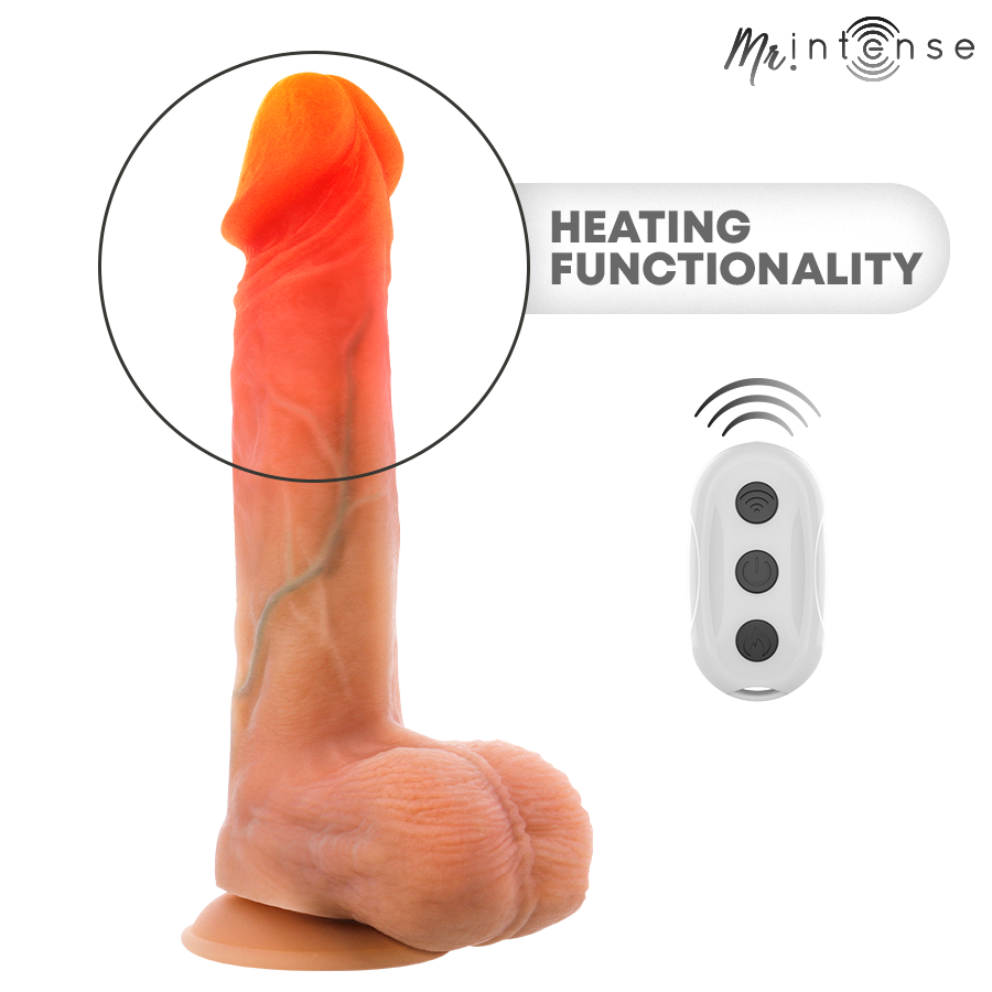 MR INTENSE - DILDO VIBRANTE LOGAN IN SILICONE CON EFFETTO CALORE E TELECOMANDO 20 CM -Ø- 4,1 CM – Vibratori realistici – foto 8