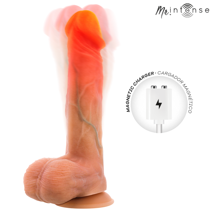 MR INTENSE - DILDO VIBRANTE LOGAN IN SILICONE CON EFFETTO CALORE E TELECOMANDO 20 CM -Ø- 4,1 CM – Vibratori realistici – foto 2
