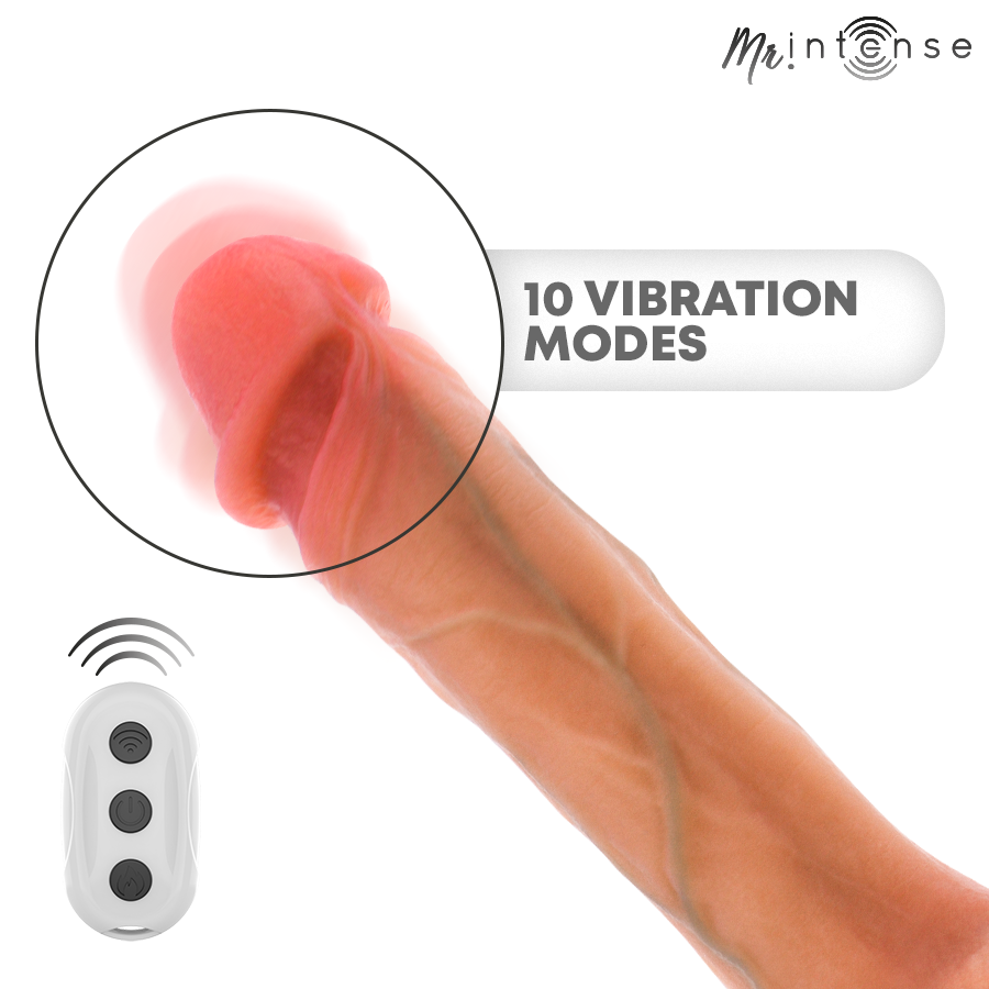 MR INTENSE - DILDO VIBRANTE IN SILICONE BRADLEY CON EFFETTO CALORE E TELECOMANDO 21 CM -Ø- 4,2 CM – Vibratori realistici – foto 8