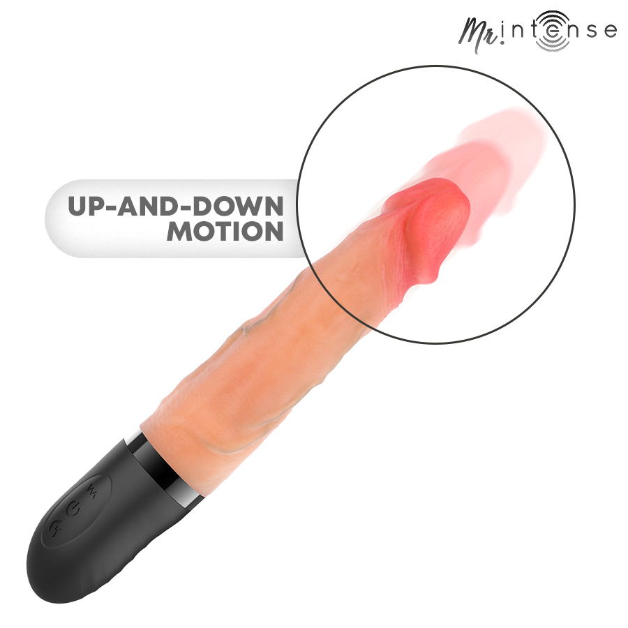 MR INTENSE - VIBRATORE JEANS SU E GIÙ IN SILICONE CON EFFETTO CALORE 24 CM -Ø- 3,8 CM – Vibratori realistici – foto 6