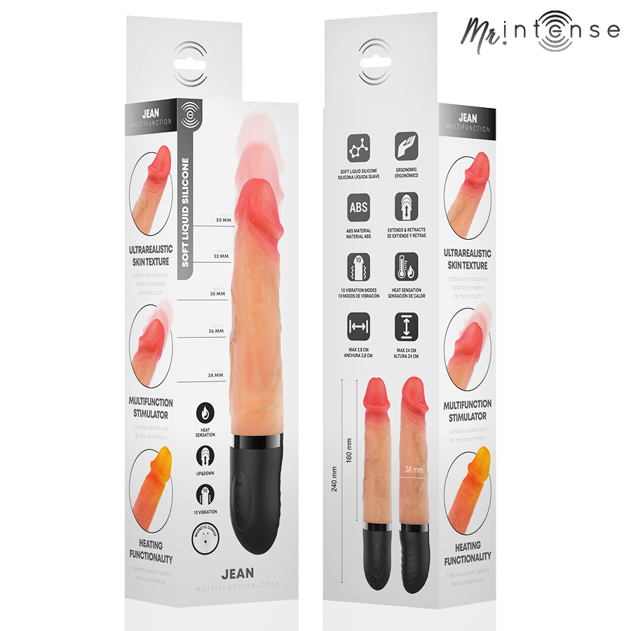 MR INTENSE - VIBRATORE JEANS SU E GIÙ IN SILICONE CON EFFETTO CALORE 24 CM -Ø- 3,8 CM – Vibratori realistici – foto 7