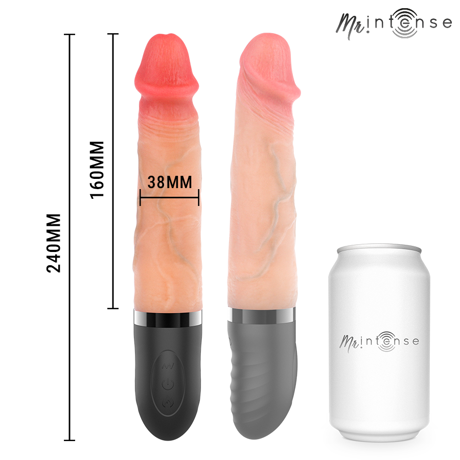 MR INTENSE - VIBRATORE JEANS SU E GIÙ IN SILICONE CON EFFETTO CALORE 24 CM -Ø- 3,8 CM – Vibratori realistici – foto 5