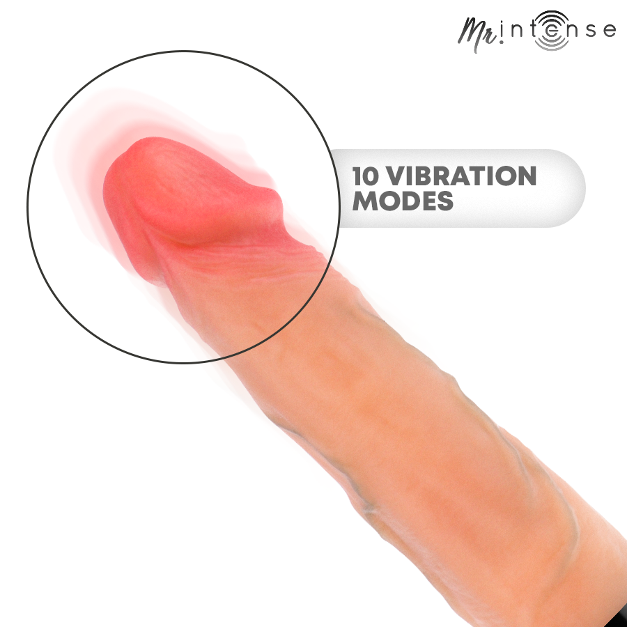 MR INTENSE - VIBRATORE JEANS SU E GIÙ IN SILICONE CON EFFETTO CALORE 24 CM -Ø- 3,8 CM – Vibratori realistici – foto 8