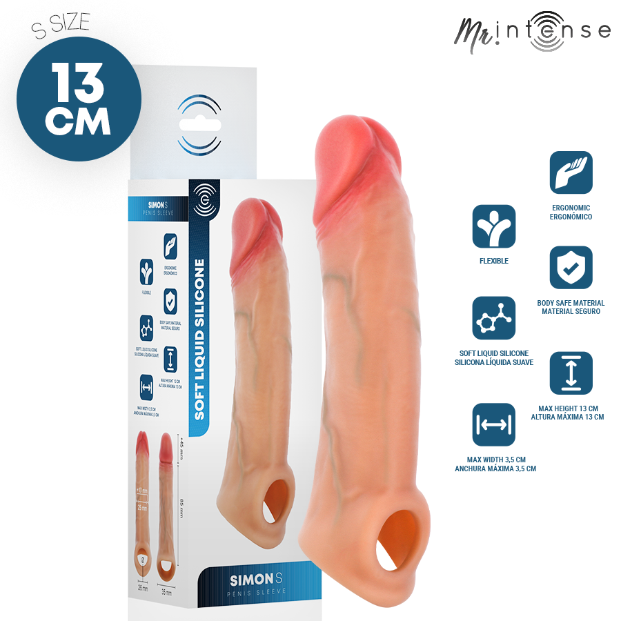 MR INTENSE - SIMON S COPRI PENE IN SILICONE 13 CM -Ø- 4 CM – Copri pene con estensione